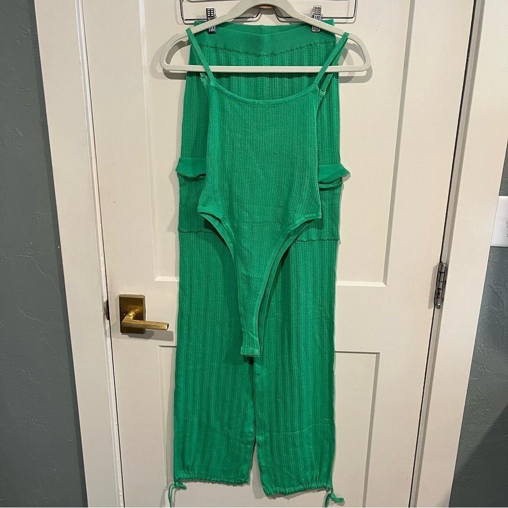 My Boo Green Knit Set Tank Body Suit and Joggers Medium